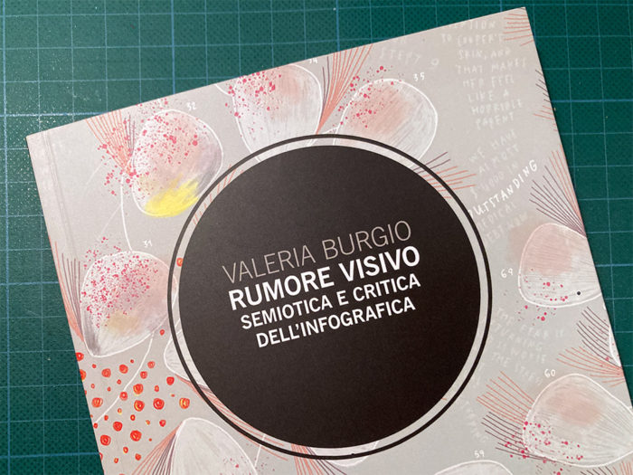 Valeria Burgio: Rumore Visivo. Semiotica e critica dell'Infografica. Cover del libro della Biblioteca Amnesia